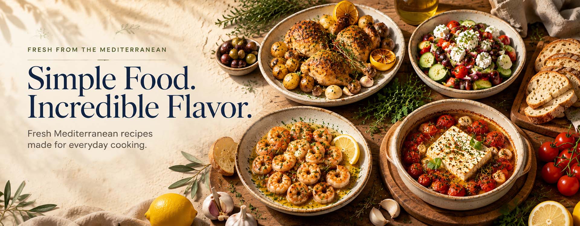 Mediterranean cooking staples including olive oil, vegetables and pulses