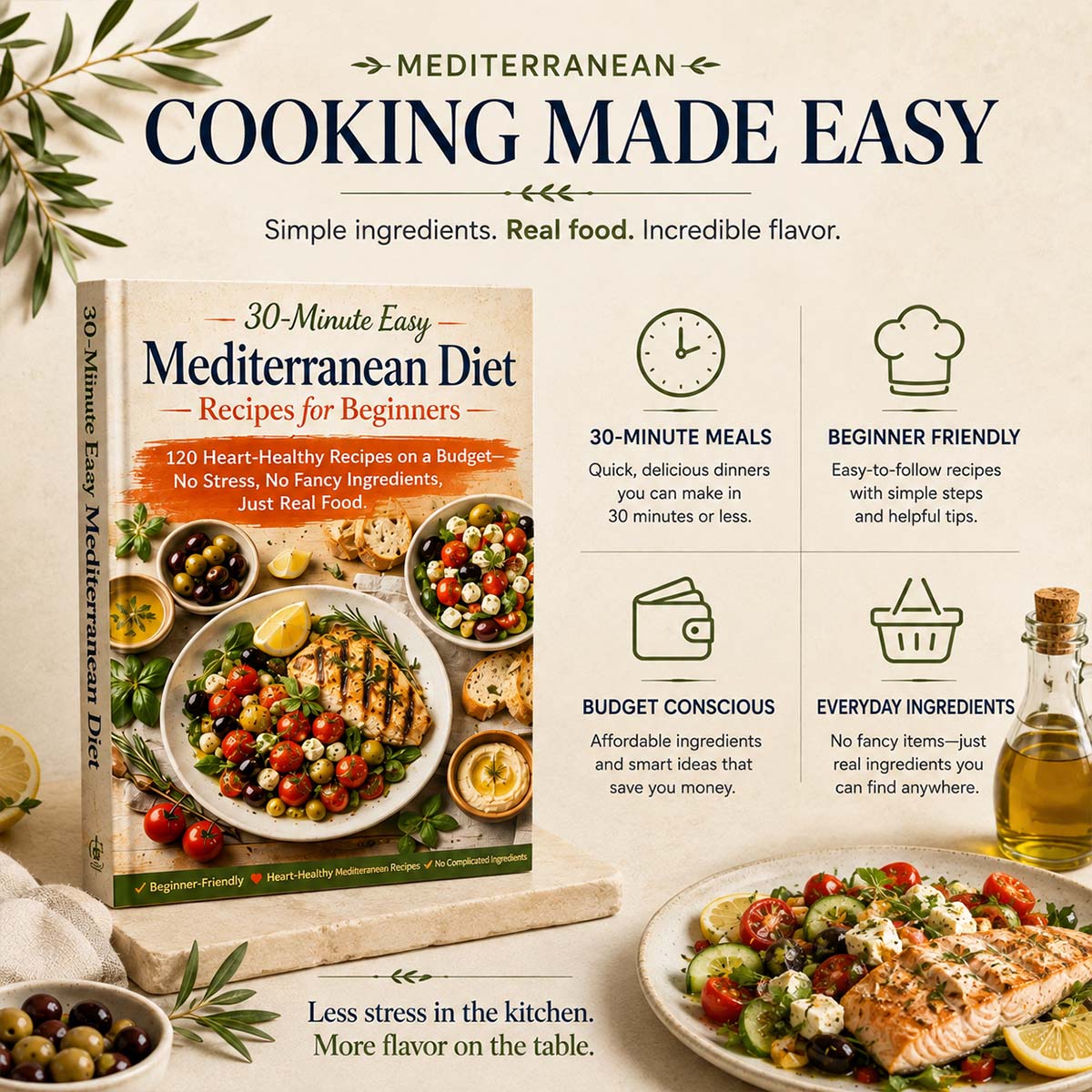30-Minute Easy Mediterranean Diet Cookbook 120 Beginner-Friendly Recipes