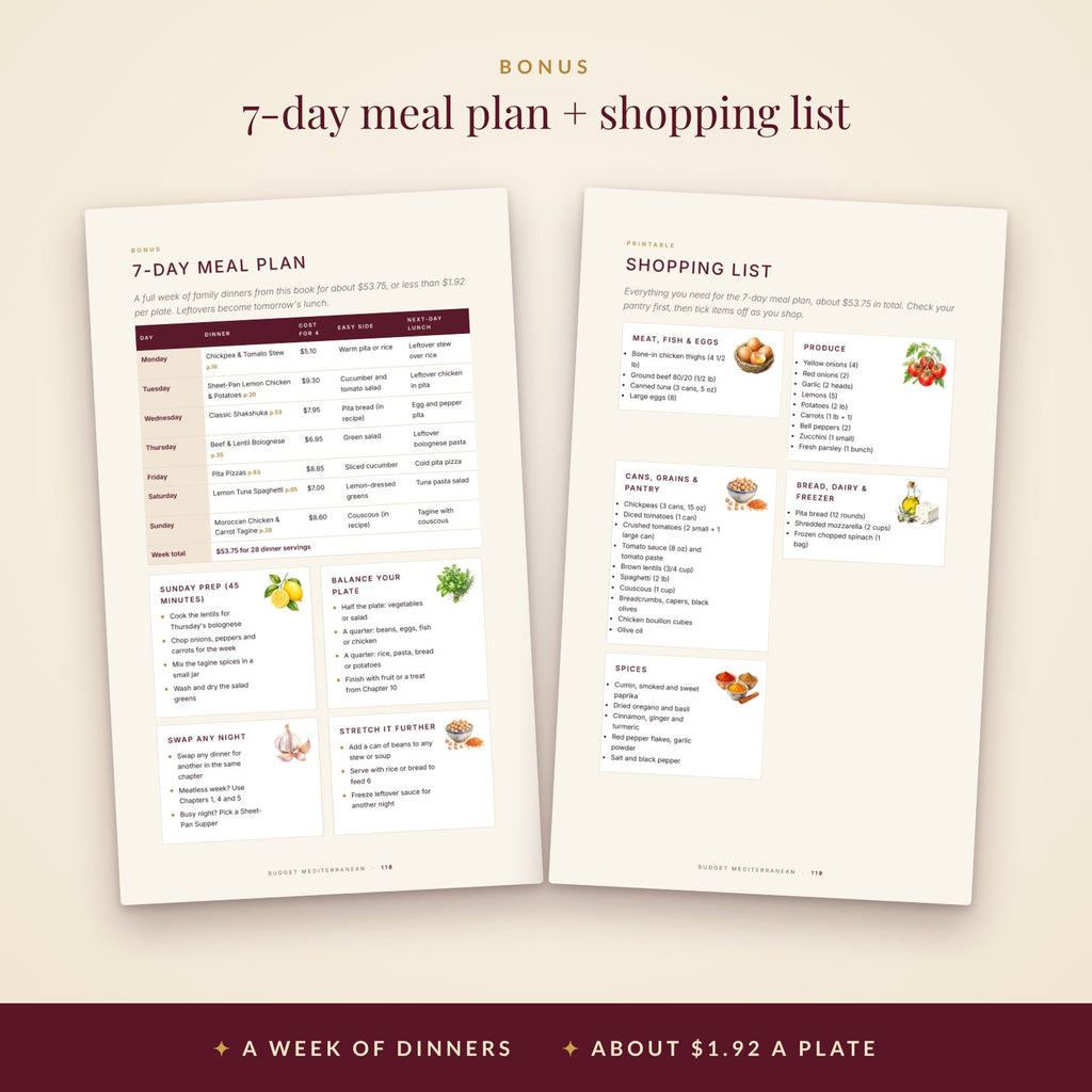 The Budget Mediterranean Cookbook – 100 Family Dinners for $10 or Less (Digital PDF)